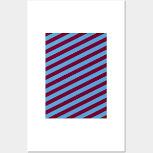 Manchester City Sky Blue and Maroon Angled Stripes Posters and Art